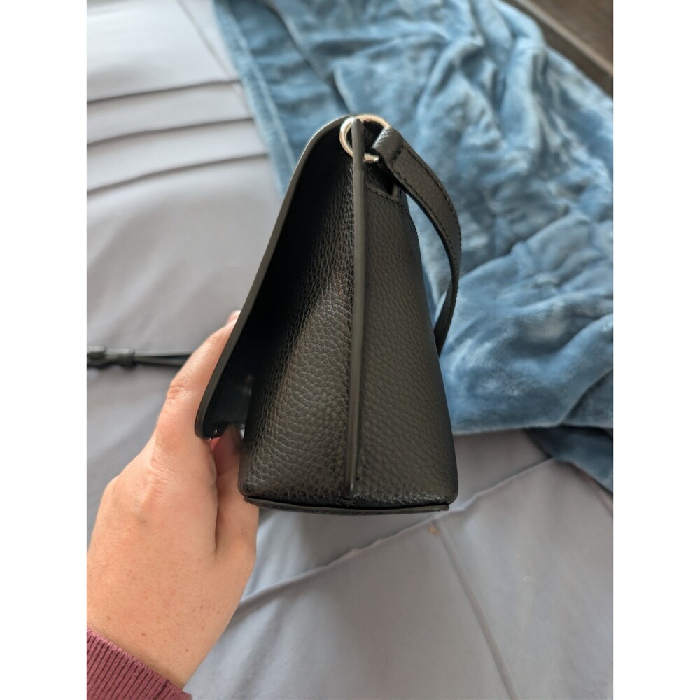NWOT Michael Kors Evelyn Medium Crossbody Flap Bag Black Silver Hardware Leather - Picture 10 of 12